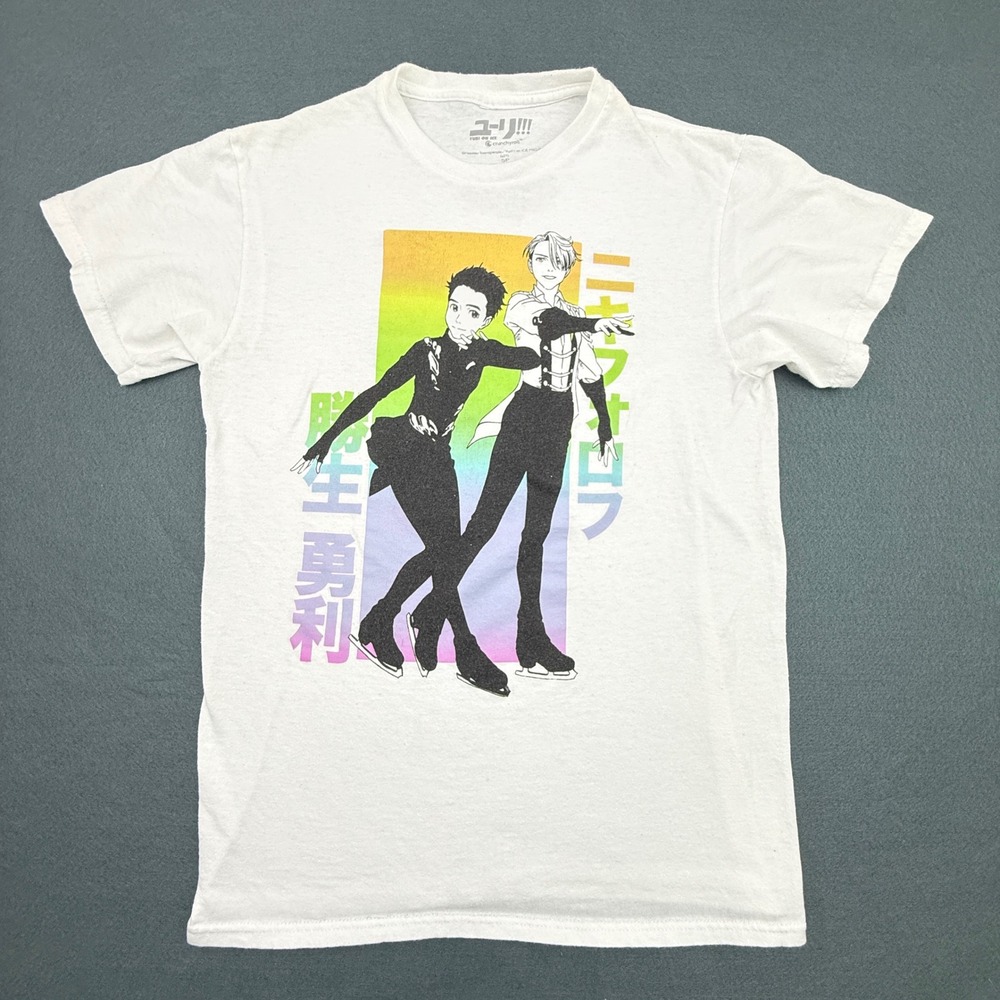 Yuri on Ice T-Shirt Mens Small White Anime Graphic Short Sleeve Cotton